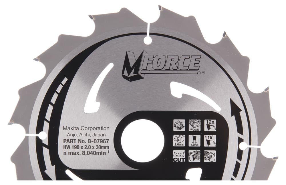 B-07967 - körfűrészlap Mforce 190x30mm Z12