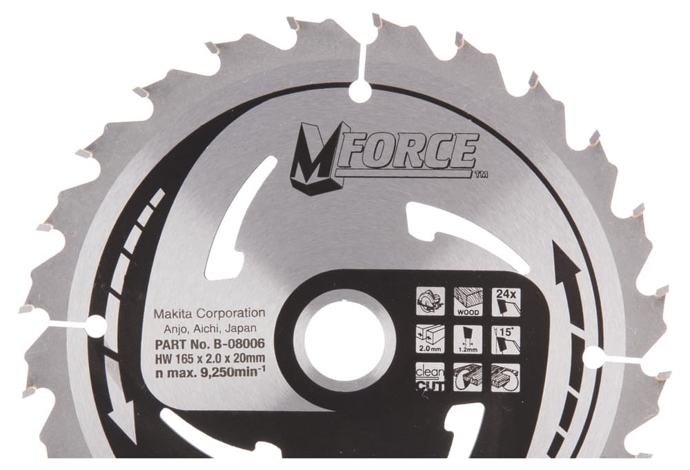 B-08006 - körfűrészlap Mforce 165x20mm Z24