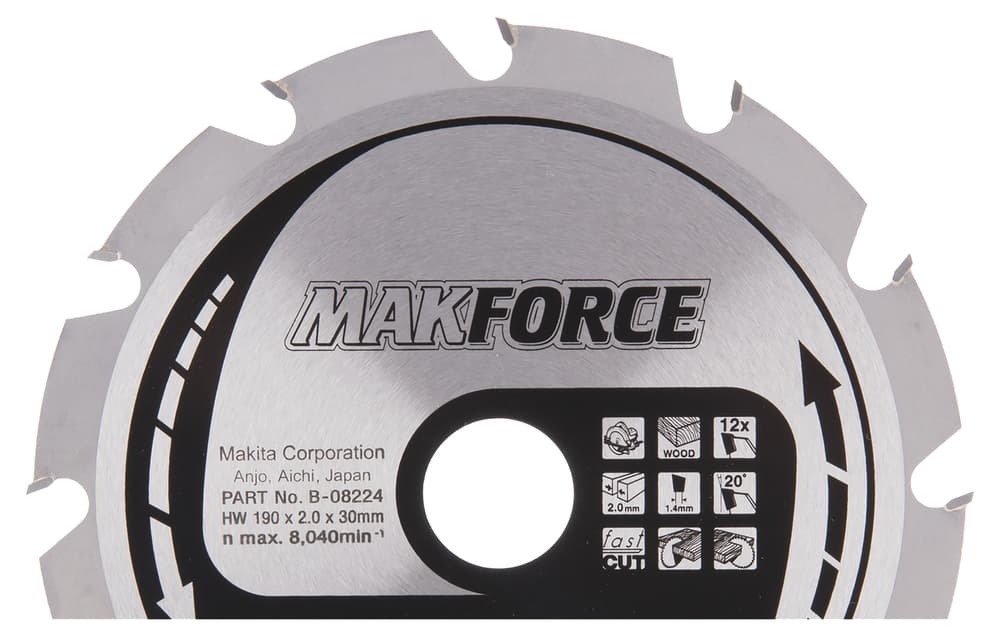 B-08224 - körfűrészlap Makforce T.C.T, 190x30mm Z12