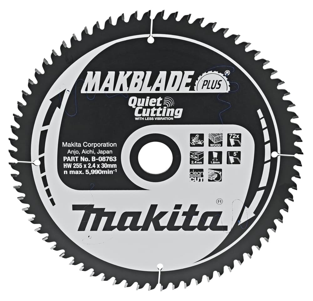 B-08763 - körfűrészlap Makblade plus T.C.T, 255x30mm Z72
