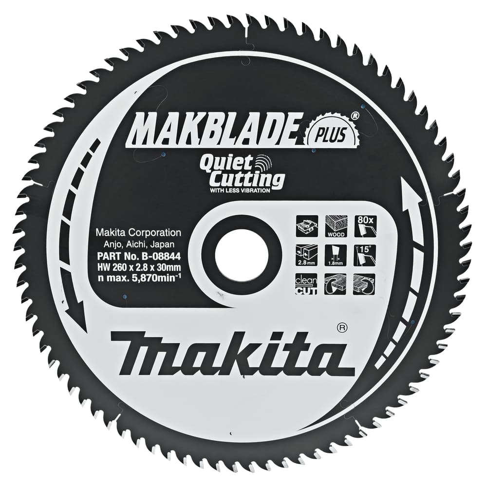B-08844 - körfűrészlap Makblade plus T.C.T, 260x30mm Z80