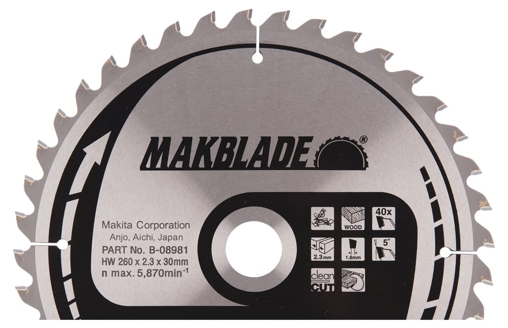 B-08981 - körfűrészlap Makblade T.C.T, 260x30mm Z40