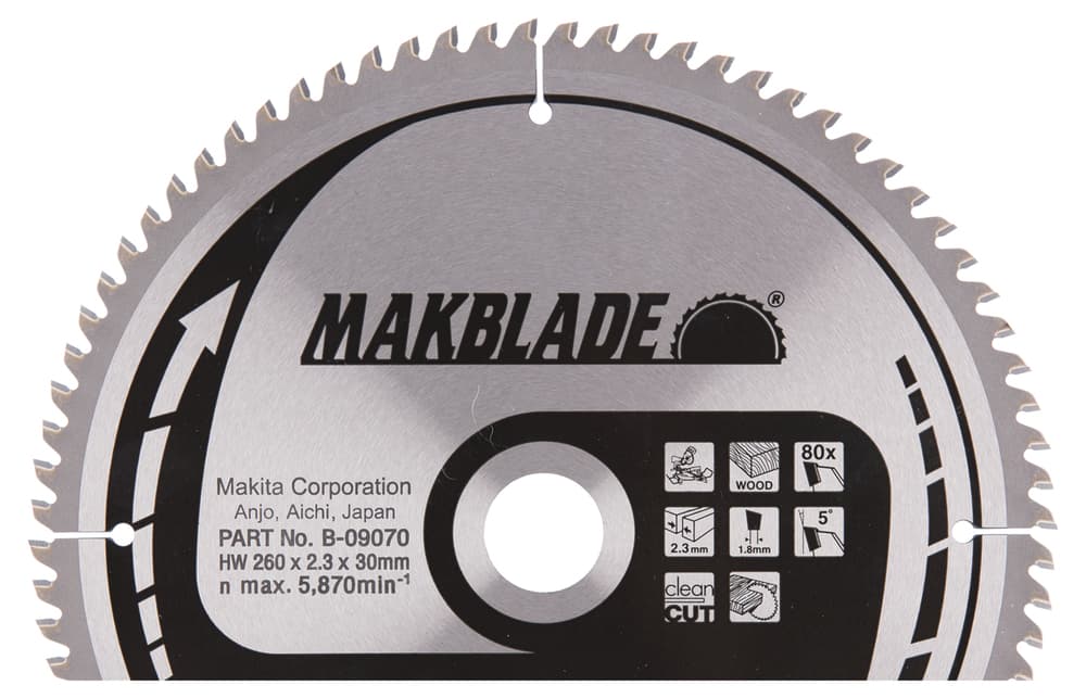 B-09070 - körfűrészlap Makblade T.C.T, 260x30mm Z80