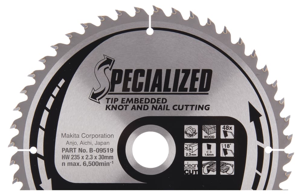 B-09519 - körfűrészlap SZÖG, CSOMÓSFA T.C.T, 235x30mm Z48