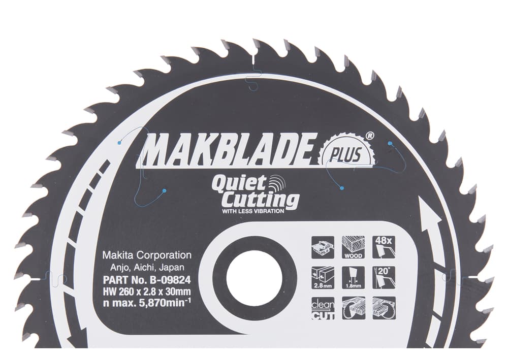 B-09824 - körfűrészlap Makblade plus T.C.T, 260x30mm Z48