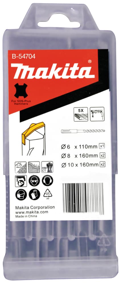 B-54704 - SDS-PLUS V-PLUS fúrókészlet 5 db-os 6x110/50 mm, 8,8,10,10x160/100 mm