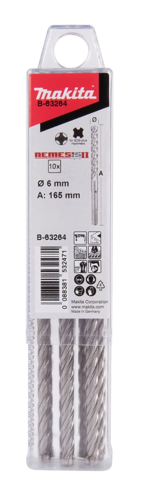 B-63264 - SDS-PLUS Nemesis fúró 6x165/100 mm 10 db