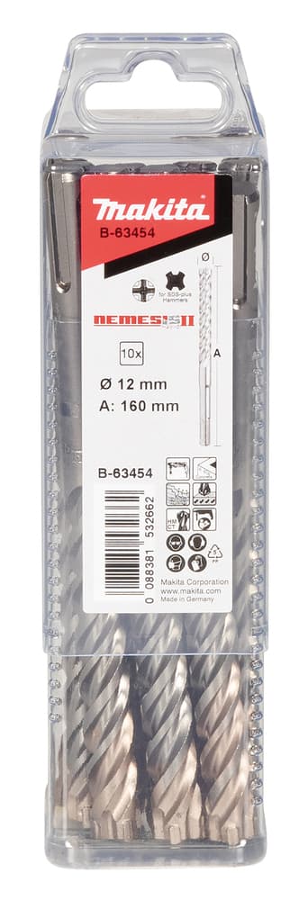B-63454 - Hammer drill bit SDS-PLUS, Nemesis 2, 12 x 160 mm, 10 pcs