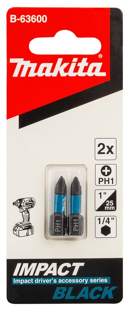 B-63600 - impact BLACK csavarbehajtó bit PH1 25mm