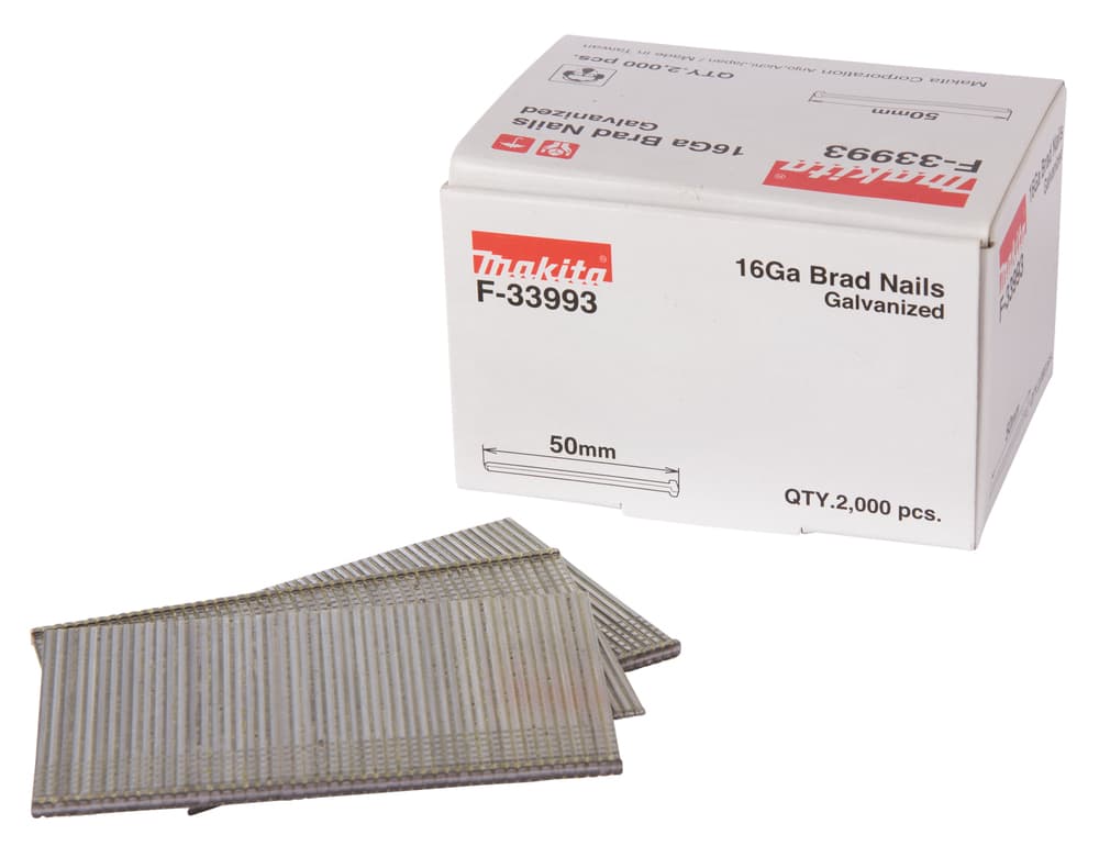 F-33993 - Brad Nails, 1,6 x 50 mm, 16 Ga, 2000 pcs
