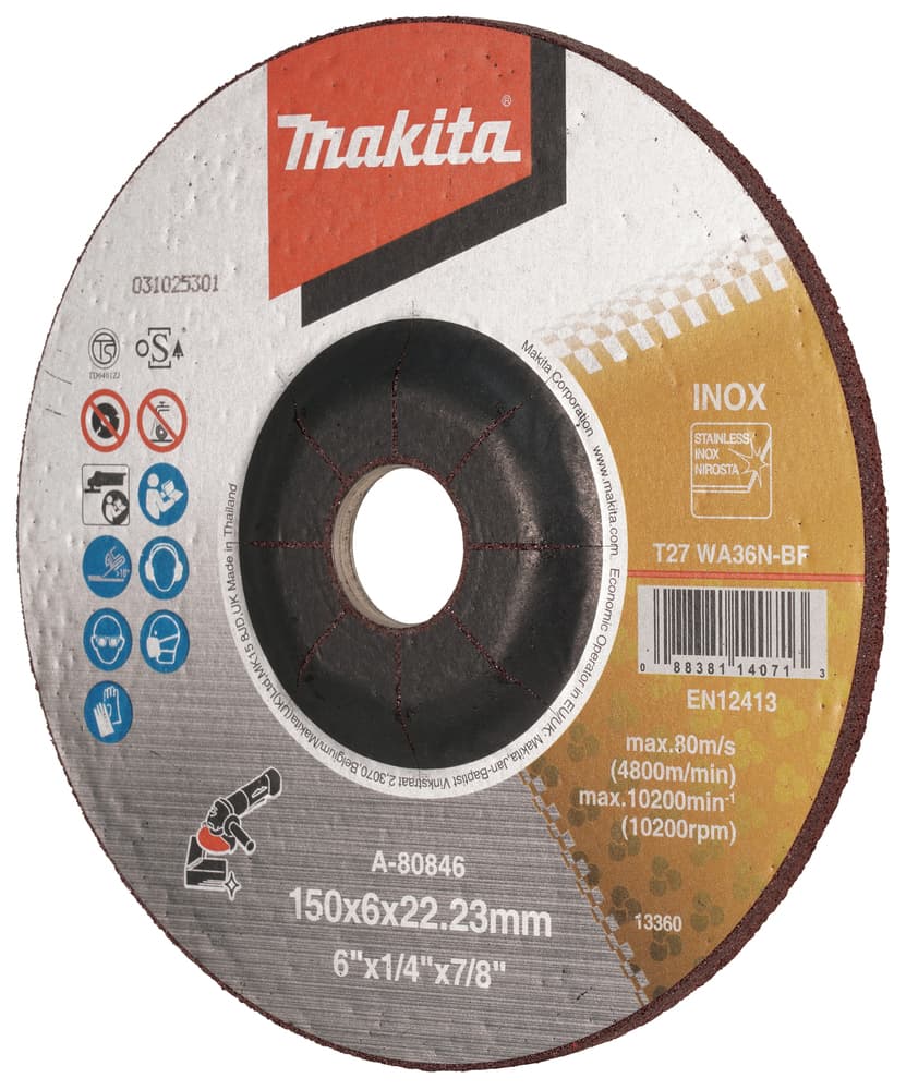 A-80846 - csiszolótárcsa INOX 150x6 mm, WA36N