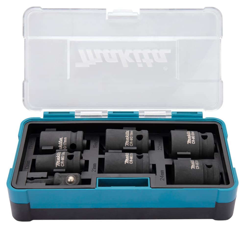 B-69733 - 1/2" gépi dugókulcs készlet 7db-os 13,17,19,21,22,24mm + 1/4" adapter